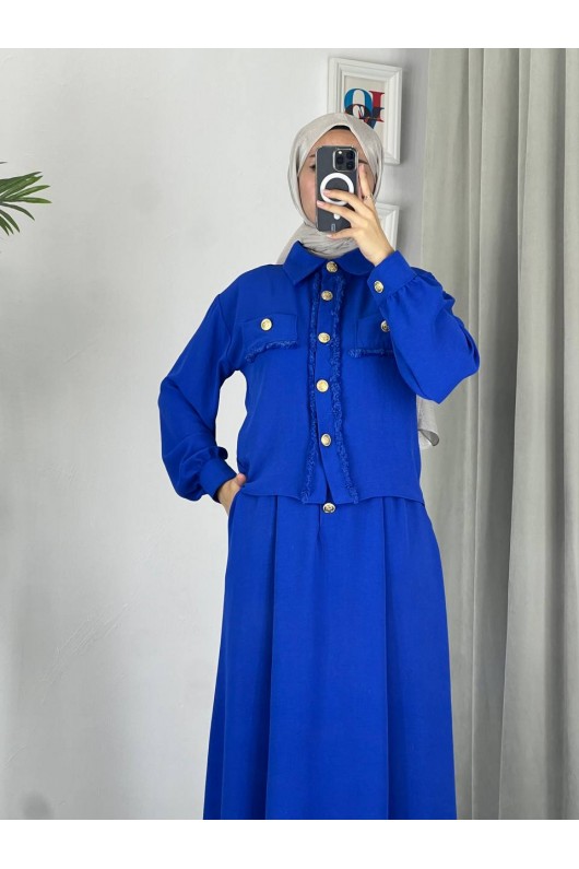 44581 -Ayrobin  Tesettür İkili Takım Mavi̇-Z11