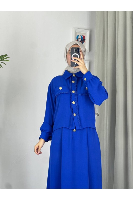 44581 -Ayrobin  Tesettür İkili Takım Mavi̇-Z11