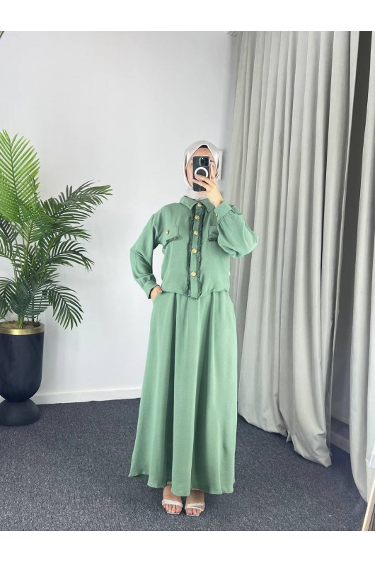 44581 -Ayrobin  Tesettür İkili Takım Yeşi̇l-Z11