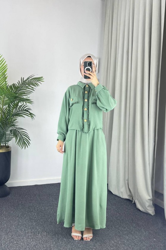 44581 -Ayrobin  Tesettür İkili Takım Yeşi̇l-Z11