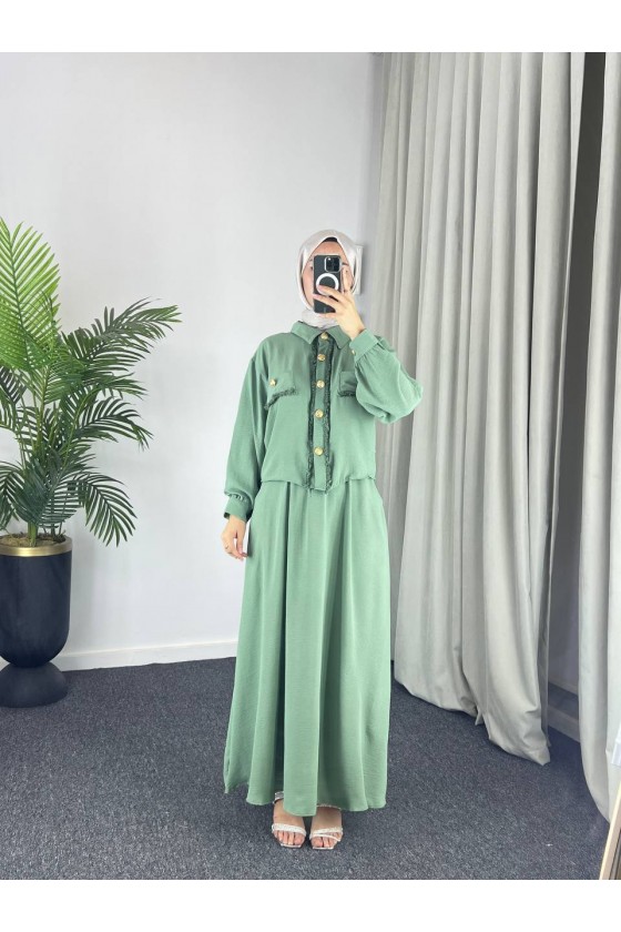 44581 -Ayrobin  Tesettür İkili Takım Yeşi̇l-Z11