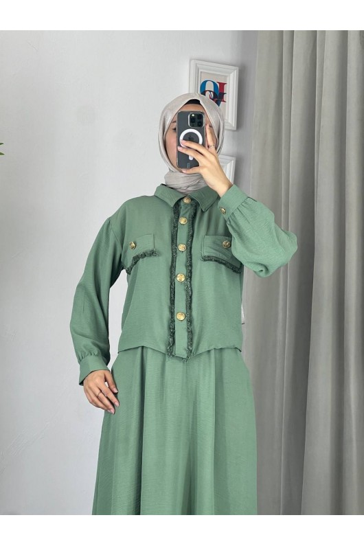 44581 -Ayrobin  Tesettür İkili Takım Yeşi̇l-Z11