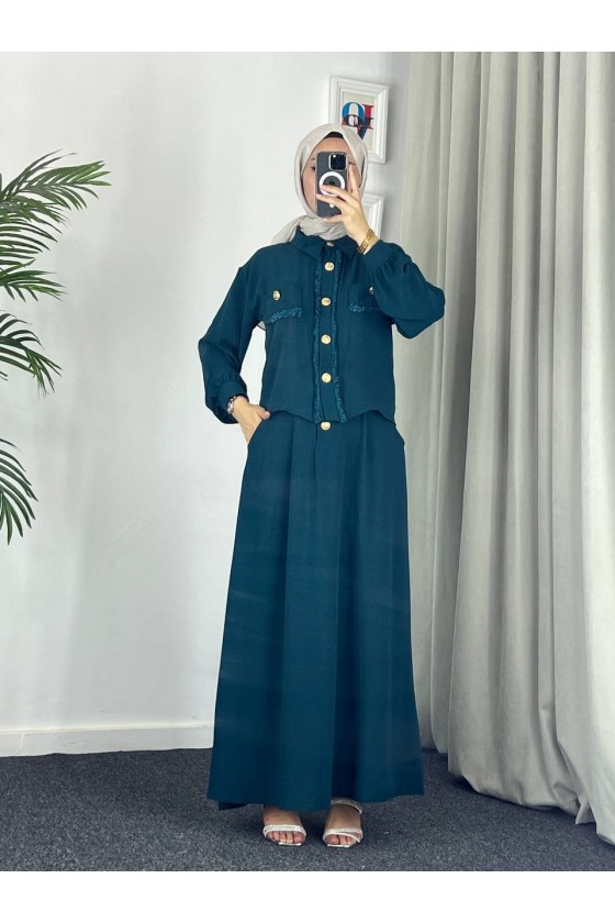 44581 -Ayrobin  Tesettür İkili Takım Zümrüt Yeşili-Z11