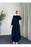 4538 - Kuşak Detaylı Tesettür Elbise Si̇yah-M5