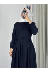4538 - Kuşak Detaylı Tesettür Elbise Si̇yah-M5