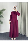 4538 - Kuşak Detaylı Tesettür Elbise Bordo-M5
