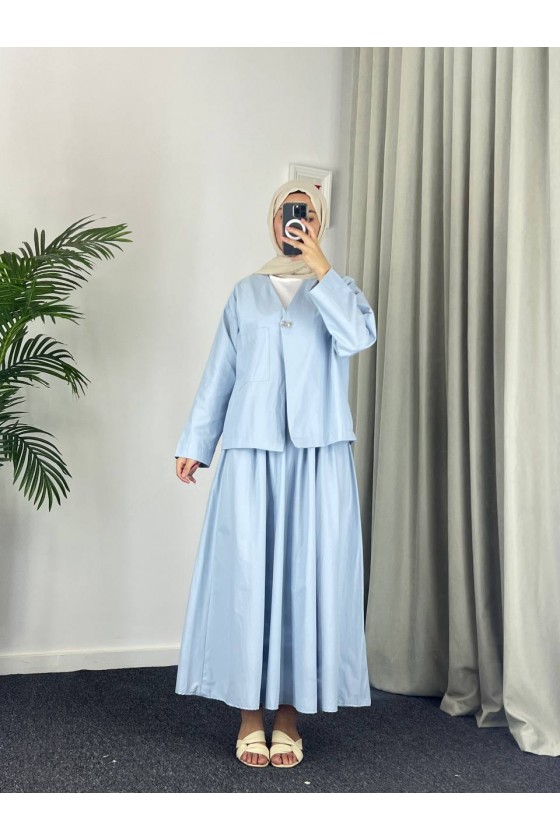 2342 - Poplin Kumaş İkili Takım Mavi̇-G5