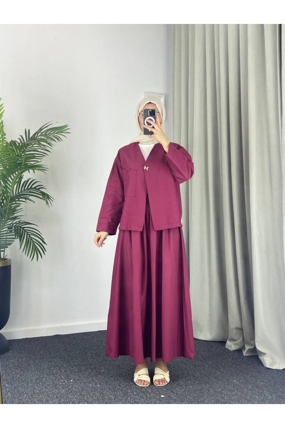 2342 - Poplin Kumaş İkili Takım Bordo-G5