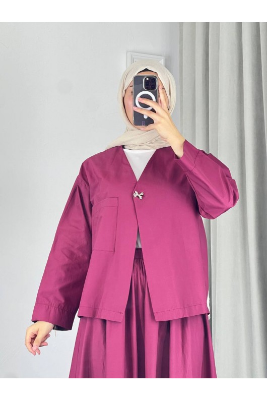 2342 - Poplin Kumaş İkili Takım Bordo-G5