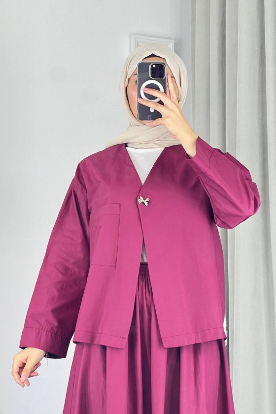 2342 - Poplin Kumaş İkili Takım Bordo-G5