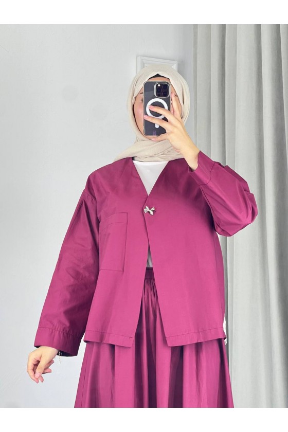 2342 - Poplin Kumaş İkili Takım Bordo-G5 2342 - Poplin Kumaş İkili Takım Bordo-G5