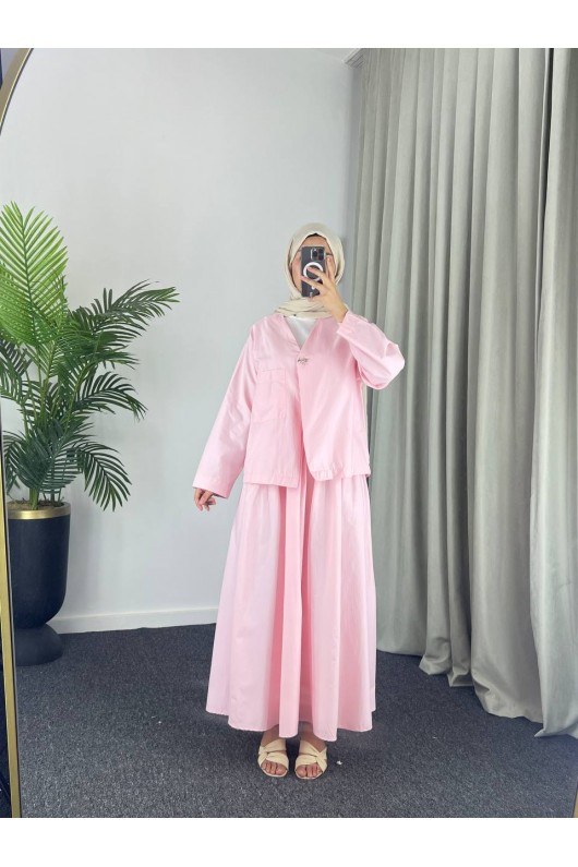 2342 - Poplin Kumaş İkili Takım Pembe-G5