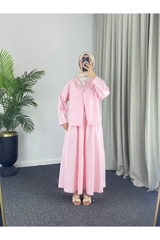 2342 - Poplin Kumaş İkili Takım Pembe-G5