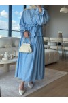 3501 - Keten Kumaş Tesettür Takım Mavi̇-G5