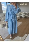 3501 - Keten Kumaş Tesettür Takım Mavi̇-G5