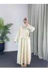 3509 - Keten Kumaş Kimono Takım Bej-Z15