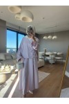3509 - Keten Kumaş Kimono Takım Mor-Z15