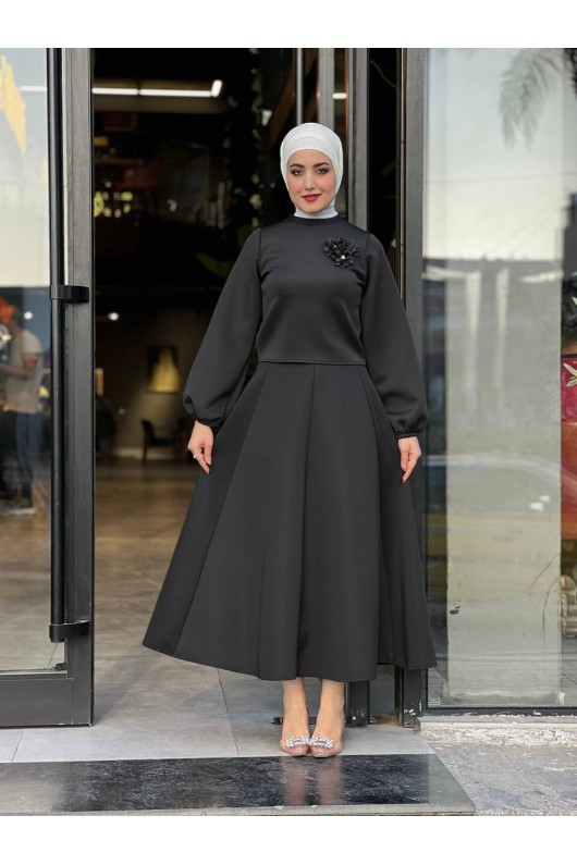 3028 - Scuba Tesettür İkili Takım Si̇yah B-1