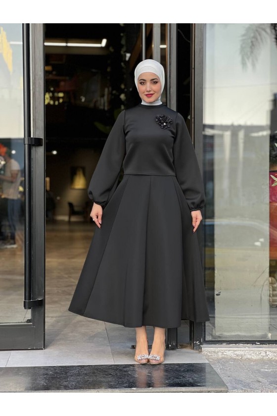 3028 - Scuba Tesettür İkili Takım Si̇yah B-1