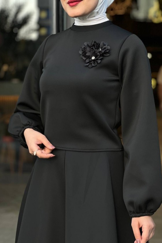3028 - Scuba Tesettür İkili Takım Si̇yah B-1