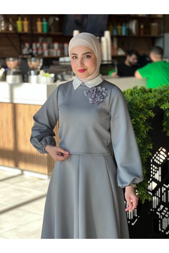 3028 - Scuba Tesettür İkili Takım Gri̇ B-1