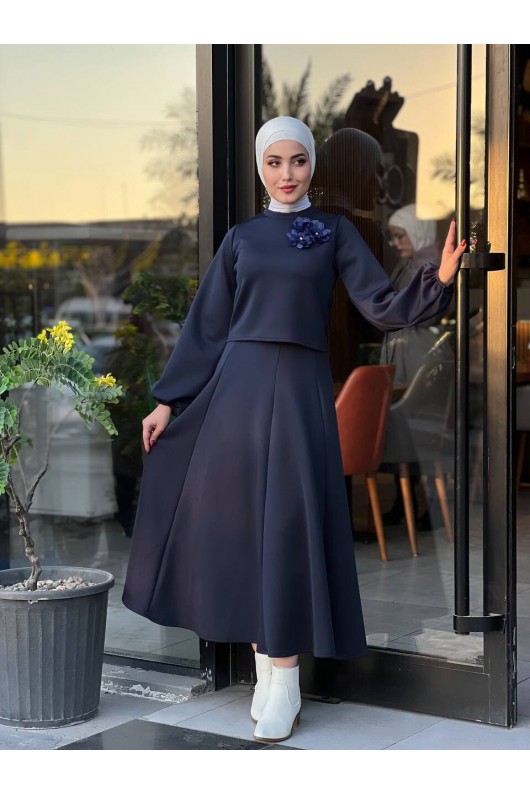 3028 - Scuba Tesettür İkili Takım Laci̇vert B-1 3028 - Scuba Tesettür İkili Takım Laci̇vert B-1