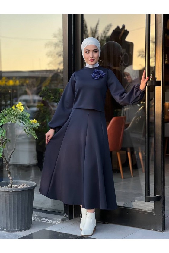 3028 - Scuba Tesettür İkili Takım Laci̇vert B-1