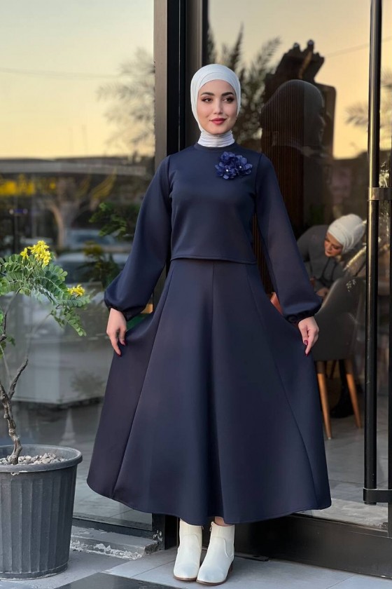 3028 - Scuba Tesettür İkili Takım Laci̇vert B-1