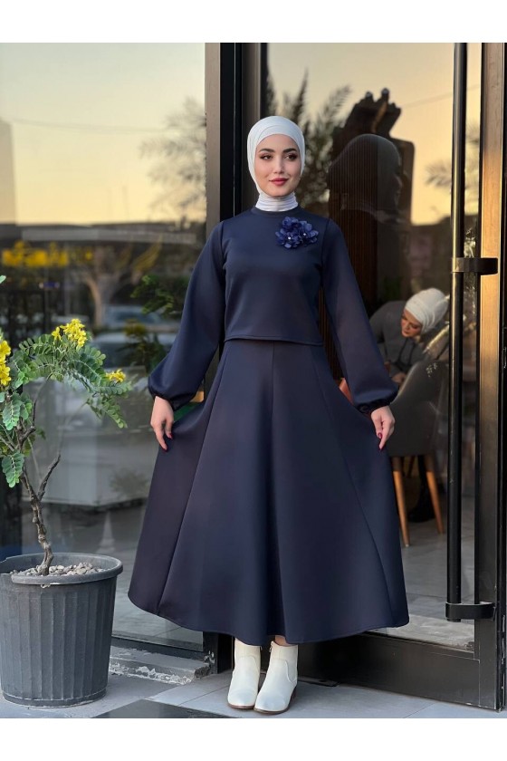 3028 - Scuba Tesettür İkili Takım Laci̇vert B-1 3028 - Scuba Tesettür İkili Takım Laci̇vert B-1