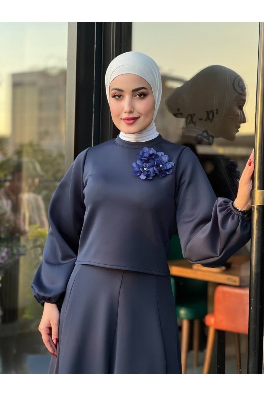 3028 - Scuba Tesettür İkili Takım Laci̇vert B-1 3028 - Scuba Tesettür İkili Takım Laci̇vert B-1