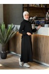44122 - Pamuklu Kaşe Tesettür İkili Takım Si̇yah A-5