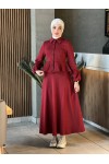 44122 - Pamuklu Kaşe Tesettür İkili Takım Bordo A-5