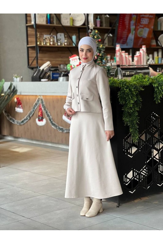 44129 - Scuba Tesettür Takım Bej-I10
