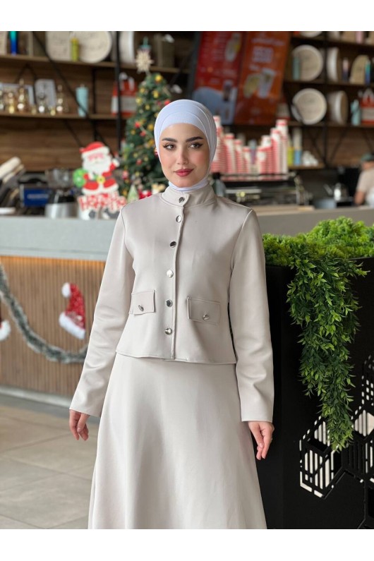 44129 - Scuba Tesettür Takım Bej-I10