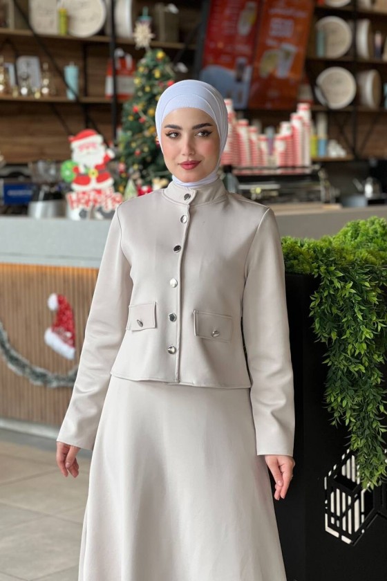 44129 - Scuba Tesettür Takım Bej-I10 44129 - Scuba Tesettür Takım Bej-I10