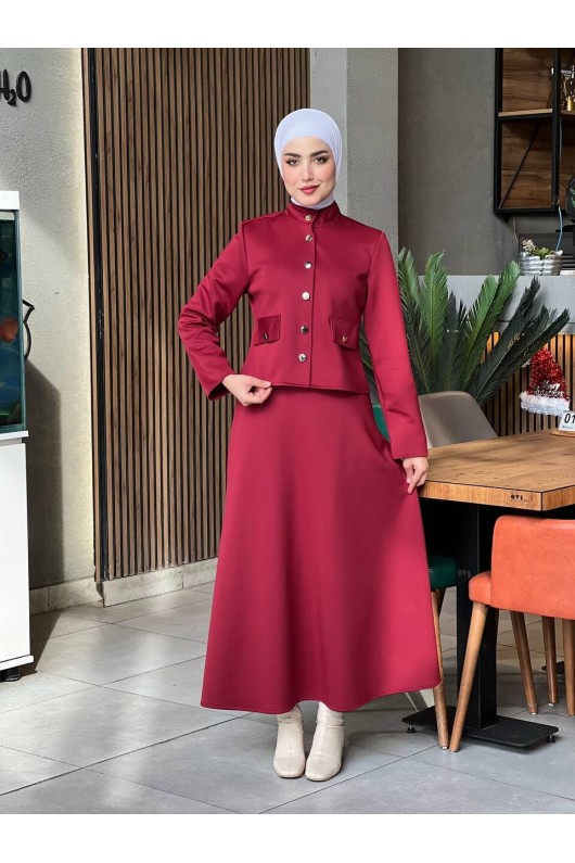 44129 - Scuba Tesettür Takım Bordo-I10 44129 - Scuba Tesettür Takım Bordo-I10