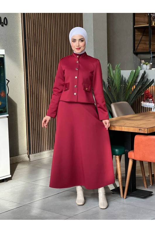 44129 - Scuba Tesettür Takım Bordo-I10 44129 - Scuba Tesettür Takım Bordo-I10