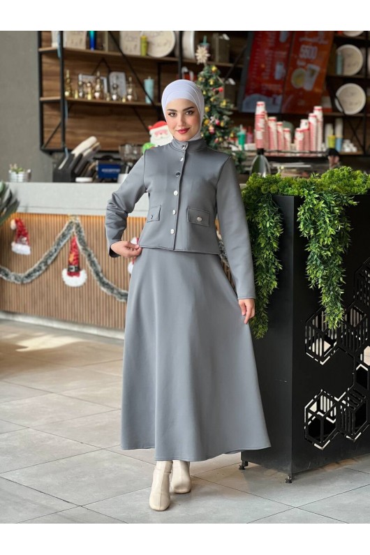 44129 - Scuba Tesettür Takım Gri̇-I10 44129 - Scuba Tesettür Takım Gri̇-I10