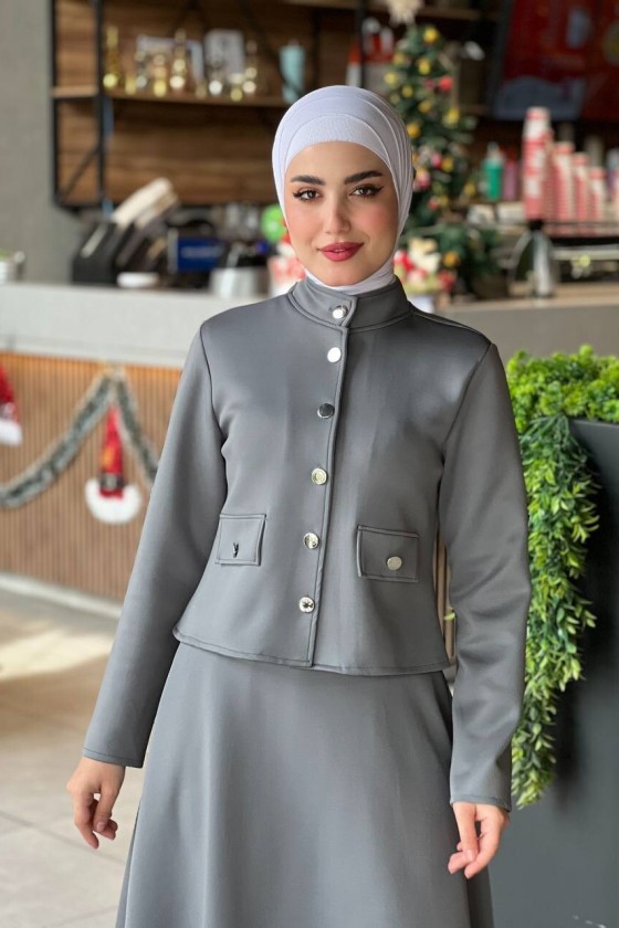 44129 - Scuba Tesettür Takım Gri̇-I10 44129 - Scuba Tesettür Takım Gri̇-I10
