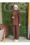 44130 - Scuba Tesettür İkili Takım Kahverengi̇-Z14