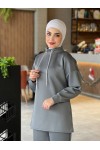 44130 - Scuba Tesettür İkili Takım Gri̇-Z14