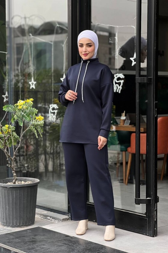 44130 - Scuba Tesettür İkili Takım Laci̇vert-Z14