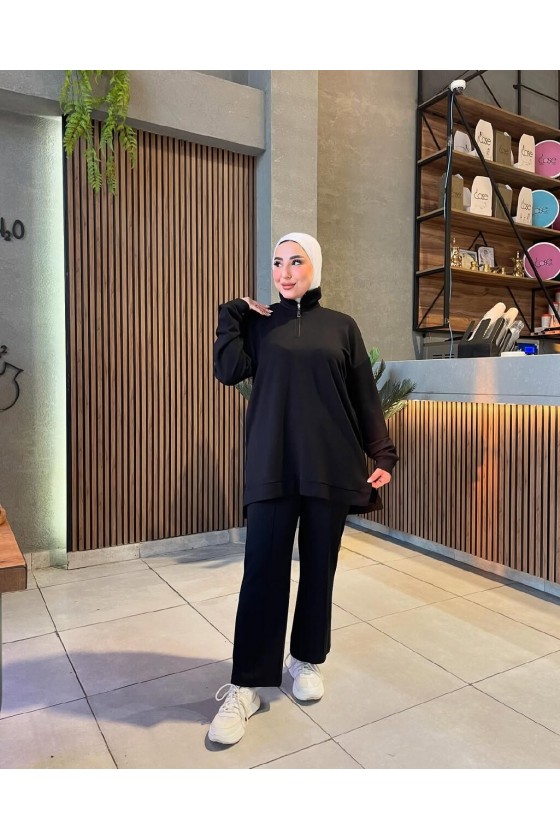 44133 - Tesettür İkili Takım Si̇yah-J2