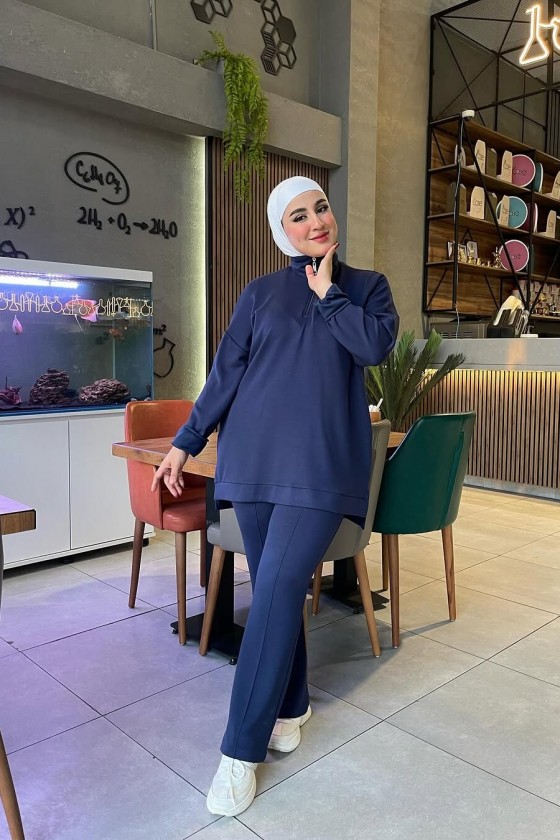 44133 - Tesettür İkili Takım Laci̇vert-J2