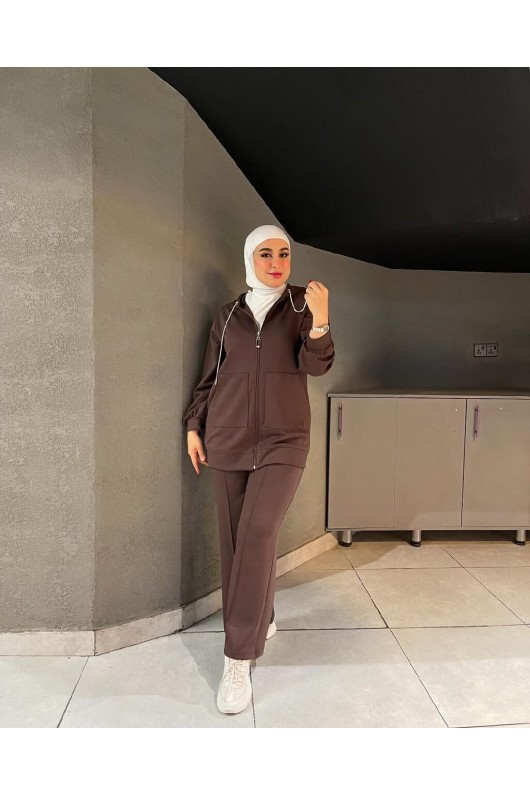 44135 - Tesettür İkili Takım Kahverengi̇-J2