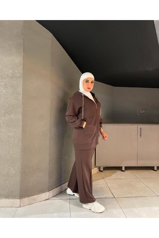 44135 - Tesettür İkili Takım Kahverengi̇-J2