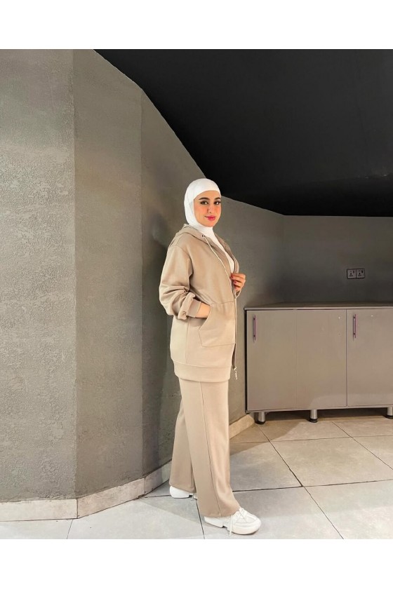 44135 - Tesettür İkili Takım Bej-J2