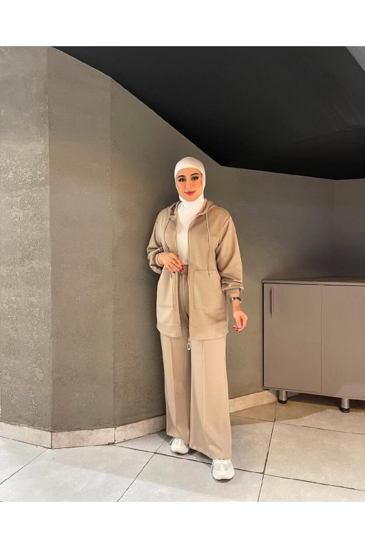 44135 - Tesettür İkili Takım Bej-J2