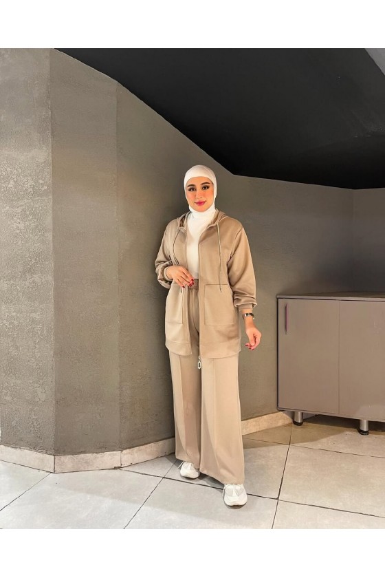 44135 - Tesettür İkili Takım Bej-J2