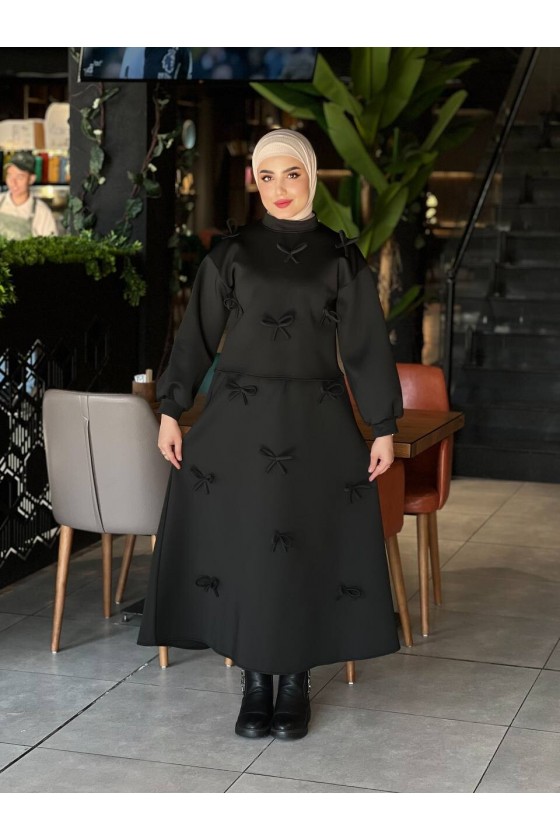 44137 - Detaylı Tesettür Takım Si̇yah-A20